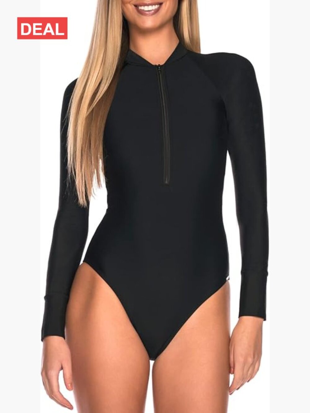 Long Sleeve One Piece Swimsuit Rash Guard Full Coverage Bathing Suit
